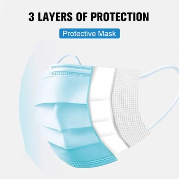 Masky na Jedno použití 3-vrstva Anti-Prach v Ústech Mascarillas netkané textilie Meltblown Látkové Masky Pružná Ušní Smyčka Maska na Obličej