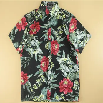 MISSKY Muži Hawaii Košile Letní Beach Volný čas Květinové Tropické Přímořské Havajské Košile Ležérní Camisas Krátký Rukáv Topy