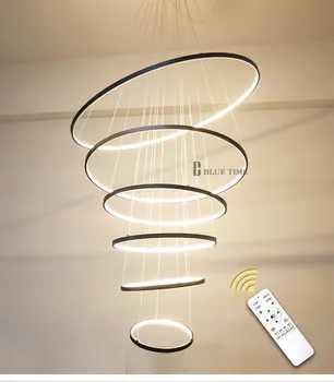 Moderní Přívěsek Světla Pro Obývací Pokoj Jídelna ložnice Kruhu Kroužky Akryl Hliníkové Tělo LED Stropní Lampy přívěsek světlo