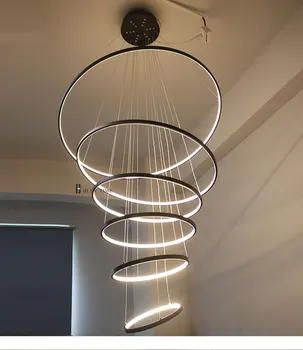 Moderní Přívěsek Světla Pro Obývací Pokoj Jídelna ložnice Kruhu Kroužky Akryl Hliníkové Tělo LED Stropní Lampy přívěsek světlo