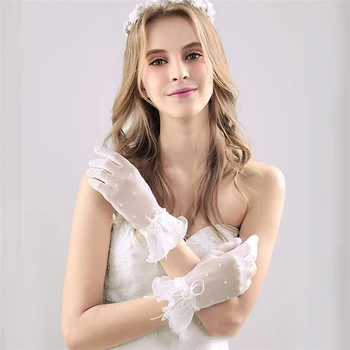 MOLANS Bílá Ivory Krátké Svatební Rukavice Prstové Svatební Rukavičky pro Ženy Elegantní Svatební Krajka Svatební Doplňky