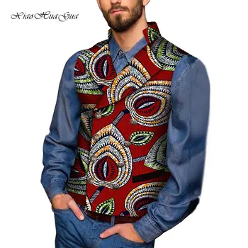 Muži Oblek, Vesta Africké Formální Šaty Vesta V-krční Límec bez Rukávů Slim Fit Svatební Vesta Plus Velikost Africe Oblečení WYN1149