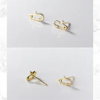 MÁM Elegantní Malé Vydláždit Zirkony Papír Klip Pin Stud Náušnice pro Ženy, Originální 925 Sterling Silver Módní korejský Šperky Dárek
