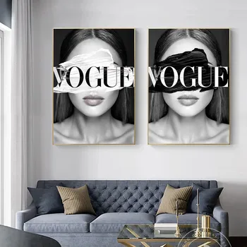 Móda Dívka Portrét Plátno Obraz Severské Pop Vogue Plakáty a Tisky Umění Nástěnné Obrázky pro Obývací Pokoj Domácí Výzdoba Bezrámové