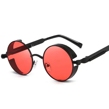 Módní Kulaté Steampunk Brýle Značky Design Ženy Muži Vintage Parní Punk Brýle UV400 Odstíny Oculos de sol