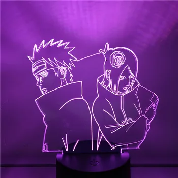 Naruto Figurka Konan Bolesti 3d Anime Noční Světlo se 7 Barev Změna LED 3D Iluze Stolní Lampa Děti Nightlamp Děti Dárky Hračky