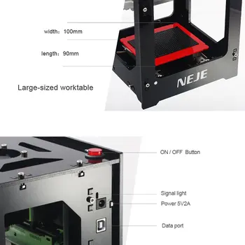 NEJE DK-8-KZ 1000/2000/3000mW Profesionální DIY Desktop Mini CNC Laser Rytec Fréza Rytí Dřevo Řezací Stroj Router