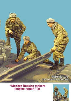 Nelakované Sada 1/ 35 Moderní ruské tankery jen tři postavy Historická Postava Pryskyřice Kit