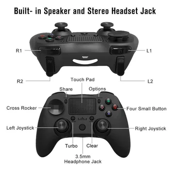 Newst Bezdrátové Bluetooth Gamepad s Duální Vibrací-6-Osa Herní Ovladač Joystick Rukojeť pro Sluchátka herní ovladač Pro PS4
