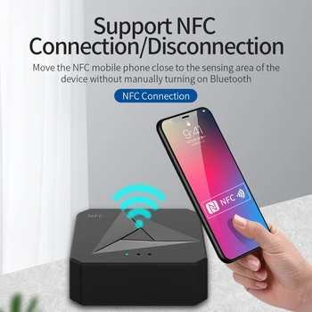 NFC Bluetooth 5.0 Audio Přijímač Vysílač Stereo 3.5 mm AUX RCA Jack Bezdrátový Dongle Adaptér S Mic Pro Auto, TV, PC Reproduktory