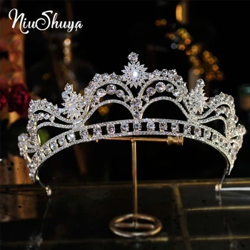 NiuShuya Luxusní Svatební Tiára Koruna Princezna Nevěsta Crystal Čelenka Pro Ženy, Plesové Ozdoby Do Vlasů Svatební Svatební Hlavu Šperky