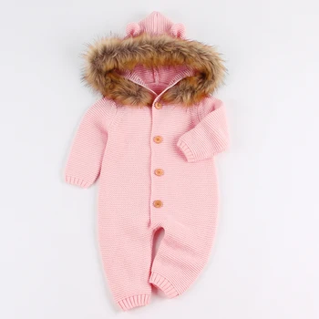 Novorozence Baby Boy Girl Pletená Zimní Romper Kombinéza Oblečení, Oblečení, Dítě, Ležérní Šaty Módní Kreslený medvěd kombinéza