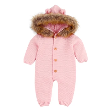 Novorozence Baby Boy Girl Pletená Zimní Romper Kombinéza Oblečení, Oblečení, Dítě, Ležérní Šaty Módní Kreslený medvěd kombinéza