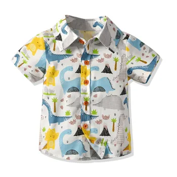 Novorozené Chlapce Oblečení Set Dinosaurus Tištěné Krátký Rukáv Tričko + Podvazkové Kalhoty 1-7Y Děti, Děti, Podzim Formální Oblečení Obleky