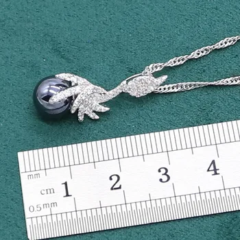 Nová Černá Perla 925 Stříbrné Šperky pro Ženy Náušnice, Náhrdelník, přívěsek, Prsten Zirkon Náramek