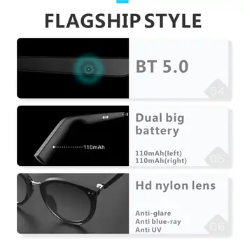 Nové Bezdrátové Bluetooth5.0 Audio sluneční Brýle Hudby Kostní Vedení Brýle IP67 Vodotěsné Otevřené Ucho Inteligentní Brýle Pro Muže, Ženy