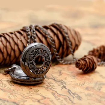Nové Dorazil Malé Velikosti, Černá, List, Kapesní Hodinky Náhrdelník Pro Vánoční Dárek kapesní hodinky steampunk quartz hodinky 10pcs dial25MM