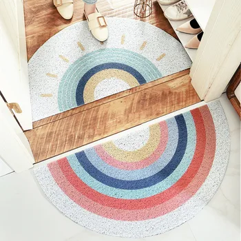 Nové Kreativní semi-kruhové oblasti koberec Anti-Slip Dveře Mat Rainbow Sun Tisk Rohože Ložnici Koberec Koberce Vchodu Rohožku