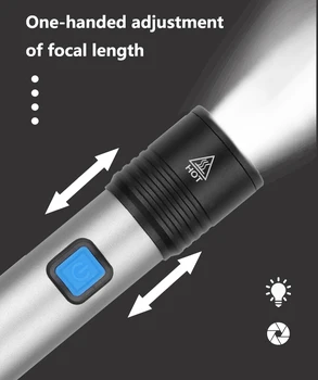 Nové Přenosné LED Svítilna USB Nabíjecí Svítilna Zoom Svítilna Kapesní Svítilna s Vestavěným-in Baterie Vodotěsné Pochodeň