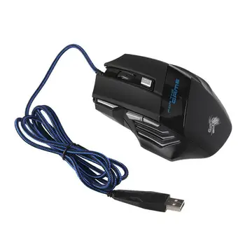 Nové Příjezdu 5500DPI LED Optická USB Kabelové Herní Myš 7 Tlačítek Hráče Počítačových Myší Profesionální Nastavitelné Světlo Optické Myši