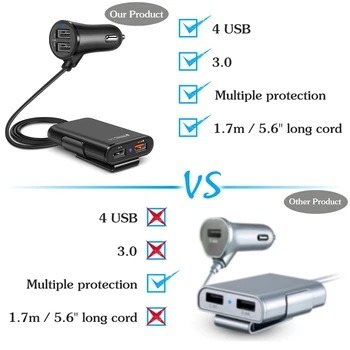 Nové Rychlé Nabíjení 4 in1 USB 3.0 Nabíječka do Auta Univerzální USB Rychlé Adaptér Pro MPV Auto, Chytrý Telefon Rychlé Auto Nabíječka Mobilních Telefonů