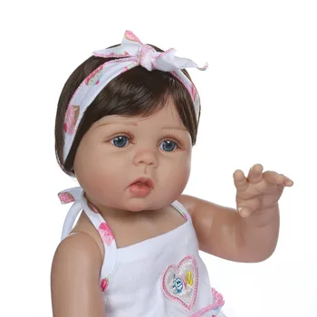 NPK 47CM novorozence bebe panenku reborn baby girl panenka v opálení kůže plné tělo silikonové Vana hračky, panenky, Vánoční Gfit