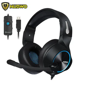 NUBWO N11 PC Gamer Gaming Headset Helmice, 7.1 Kanálový Zvuk Kabelový USB Sluchátka Sluchátka s Mikrofonem Ovládání Hlasitosti, LED pro Výpočet