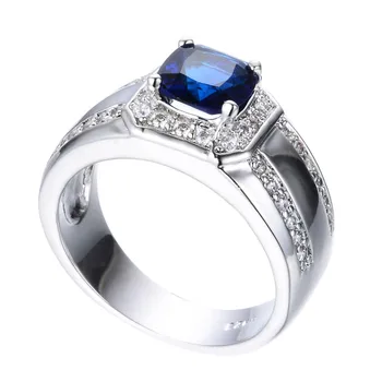 Náměstí Cut Bílá/Modrá Zirkon Zásnubní Slib Prsteny Pro Muže, Ženy, Svatební Šperky, Jednoduchý, Módní Kámen Prsten Pro Páry Dárek