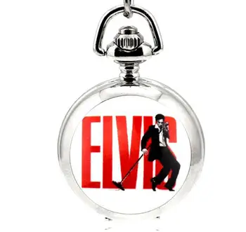 Nízká cena, dobrá kvalita stříbra Elvis Presley quartz Kapesní Hodinky Náhrdelník Pro Dítě, Muž, Žena, Děti nejlepší dárek