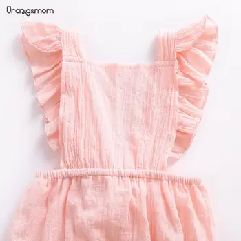 Orangemom oficiální sotre Novorozené Dítě Dívky Prohrábnout Romper jednobarevné Zpět přes Kombinézu Oblečení Sunsuit Dětské Oblečení evropské