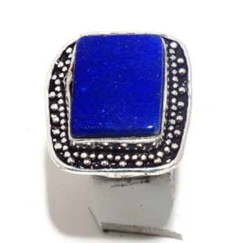 Originální Lapis Lazuli Prsten Stříbrný Překrytí přes Měď, Ručně vyráběné Dámské Šperky dárek, R6546
