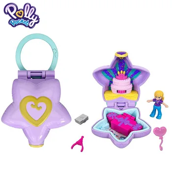 Originální Mattel Polly Pocket Panenka Nositelné Kabelky Kompaktní Hračky pro Dívky, Děti Mořská panna Dítě Hnízdění Reborn Panenky Dívky