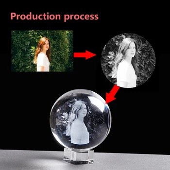 Osobní Skleněná Foto Míč na Míru Crystal Obrázek Koule Zeměkoule Domácí Výzdoba Příslušenství, Baby Fotografie, Dárek pro Ženy