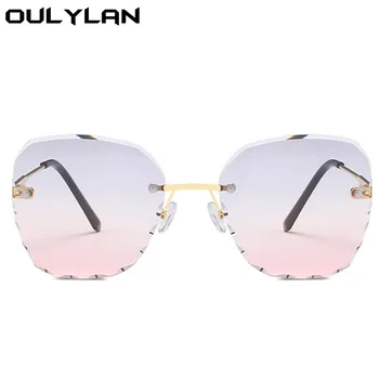 Oulylan Ženy Vrtaných Brýle Luxusní Vlny, Ořezávání Sluneční Brýle Dámské Vintage Gradient Bezrámové Brýle Odstíny UV400