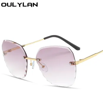 Oulylan Ženy Vrtaných Brýle Luxusní Vlny, Ořezávání Sluneční Brýle Dámské Vintage Gradient Bezrámové Brýle Odstíny UV400