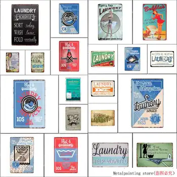 Padesátých Komiksu Stylu Retro Prádlo Znamení Wall Decor Kovová Deska Vintage Plakát Prádlo Pokoj Dekorace Deska xcm