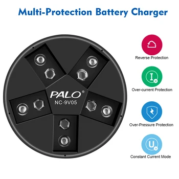 PALO 9V Nabíječka Nimh a lithiové Dobíjecí Baterie 6f22 Li-ion Batterie 5 Sloty USB Ochrana Bateria pro Multimetr Mikrofon