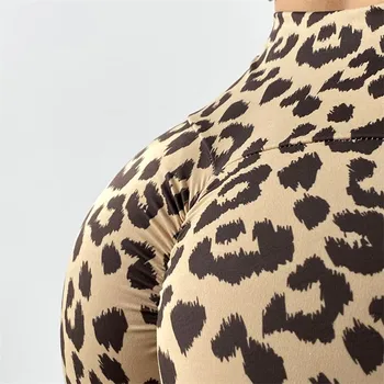 Posilovna Squat Cvičení Legging Dámské Legíny Leopardí Vzor Tisku Vysokým Pasem Kalhoty Jóga Ženy Quick-Sušení Skřípat Butt Fitness Těsné Kalhoty