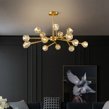Postmoderní křišťálový lustr všechny mědi světlo luxusní lampy jednoduchá obývací pokoj jídelna pokoj ložnice domácí osobní svítilny