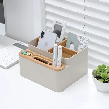 Psací stůl Psací potřeby Úložný Box Odnímatelné Stolní víceúčelový Úložný Box Pero Držitel, Dřevo Pero Box Pro Domácí Kancelář, Skladovací Krabice