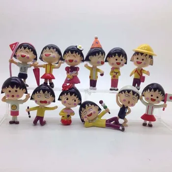 PVC 12 Stylů Šťastný Rok Chibi Maruko Chan Akční Obrázek Přívěsek Klíčenka Anime Karikatura Sakura Momoko Model Hračky Děti Dárek