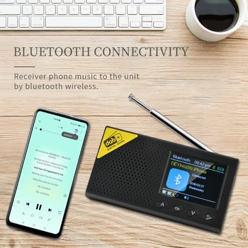 Přenosný Bluetooth 5.0 Digitální Rádio DAB/DAB+ a FM Přijímač Dobíjecí Lehká Home office Rádio