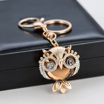 RE Nový design crystal sova klíčenka plné drahokamu kroužek na klíče klíč držitele pro ženy, tašky, příslušenství roztomilé zvíře auto klíčenka G34