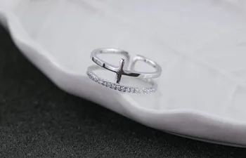 REETI 925 Sterling Stříbrné Prsteny Pro Ženy, Kříž, prsten Styl Lady se Zabránilo Alergie Sterling-stříbra-šperky