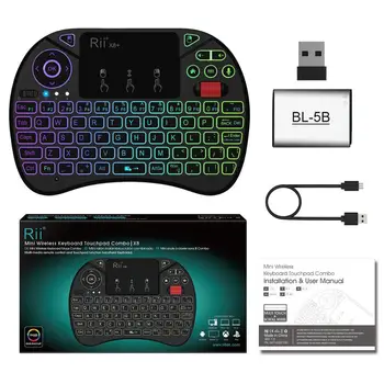 Rii X8 Plus 2.4 G Mini Bezdrátová Klávesnice S Touchpadem Hlas, Dálkové Ovládání s Podsvícením Nabíjecí Baterie Pro Android TV box PC