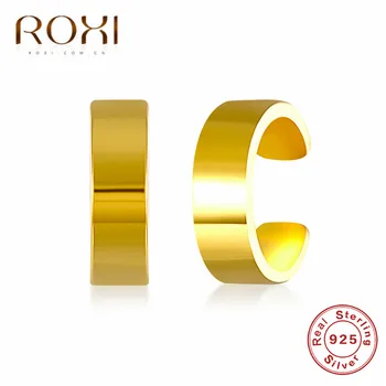 ROXI Pevné 925 Sterling Silver Náušnice bez Piercing Geometrické Kulaté Ucho Manžety Minimalistický Chrupavky Náušnice pro Ženy Šperky
