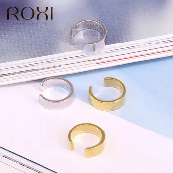 ROXI Pevné 925 Sterling Silver Náušnice bez Piercing Geometrické Kulaté Ucho Manžety Minimalistický Chrupavky Náušnice pro Ženy Šperky