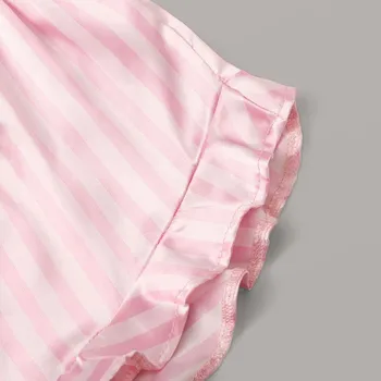 Růžové bez Rukávů V-Neck Živůtek hedvábí Saténové Pyžamo Pro Ženy Letní Prohrábnout Lem Pyžama Dámské Šortky Sexy Pyžamo, Set L511