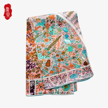 Růžové květinové hedvábný saténový šátek ženy přírodní hedvábí hlavy, šály náměstí jaro podzim šátek módní šátek dárek pro dámy