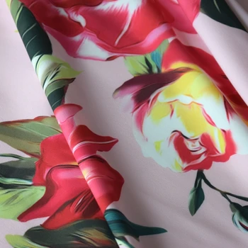 Růžové spodní růže digitální obraz emulace hedvábí vločka satén plyšové tkaniny pro šaty tissus tecidos metro levné tkaniny